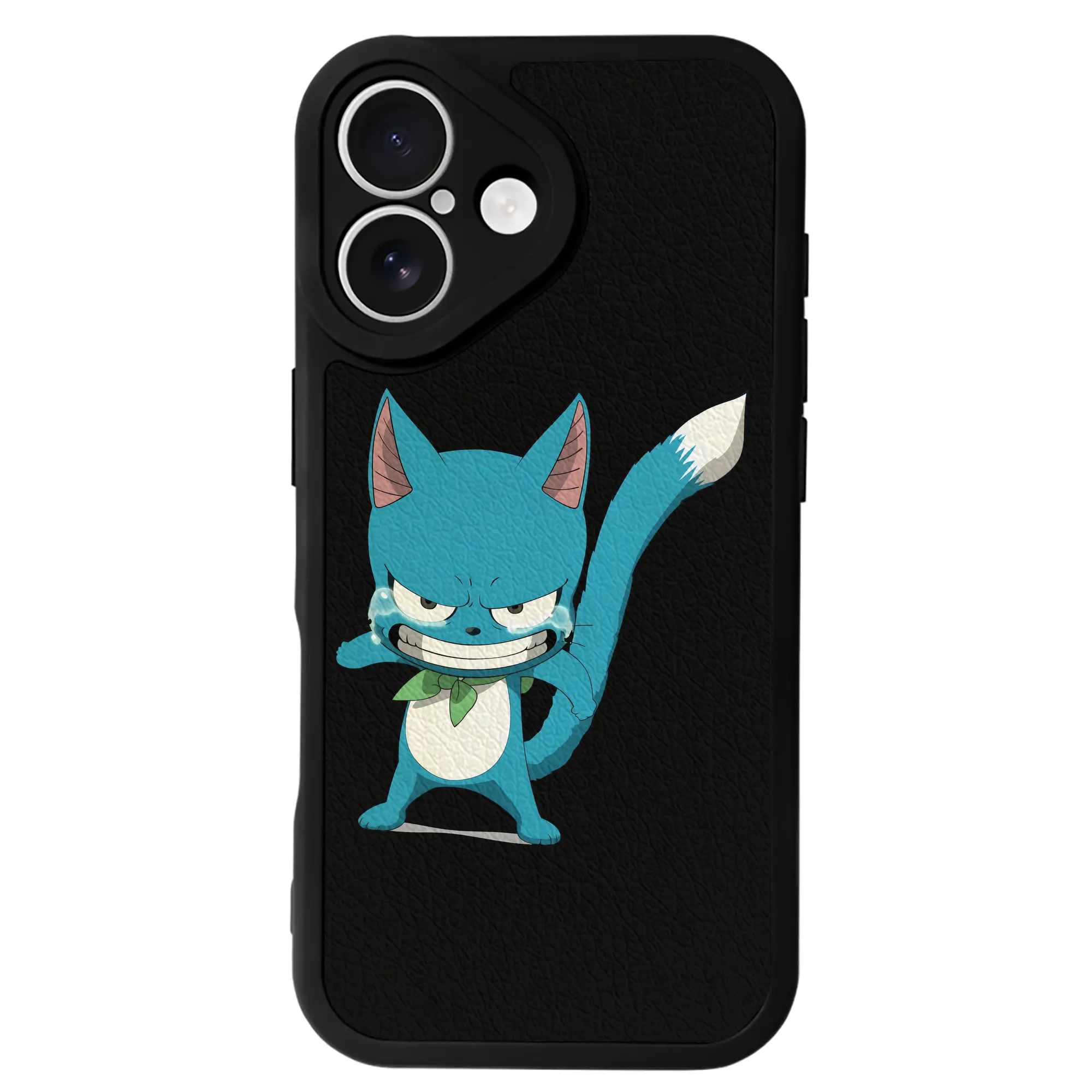 フェアリーテイル グッズ ハッピー - IPhone 16シリーズ対応 ・ シリコンスマホケース ・ レザー調 ・ 高精度フィット ・ 耐衝撃 ・ ワイヤレス充電対応 ・ 精密カット